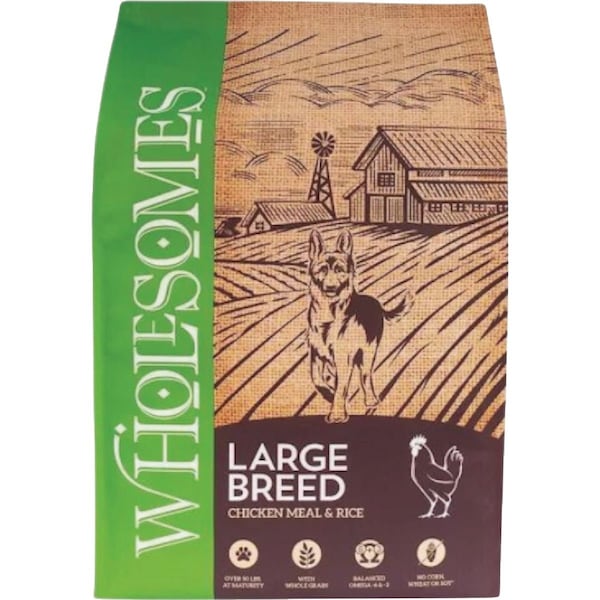 Wholesomes 40 Lb. Large Breed Chicken Meal & Rice Formula Dry Dog Food 348139 - main