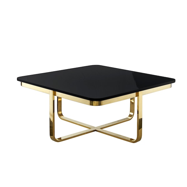 Homeroots 35" Black And Gold Stainless Steel Square Coffee Table 543858 - main