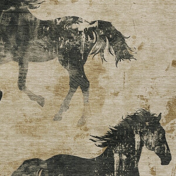 Homeroots 10' X 14' Beige And Charcoal Horse Washable Indoor Outdoor Area Rug 618642 - main
