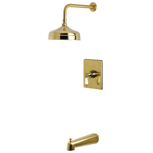 Kingston Brass Single-Handle Pressure Balanced Tub and Shower Faucet, Brushed Brass KB6347PL - main