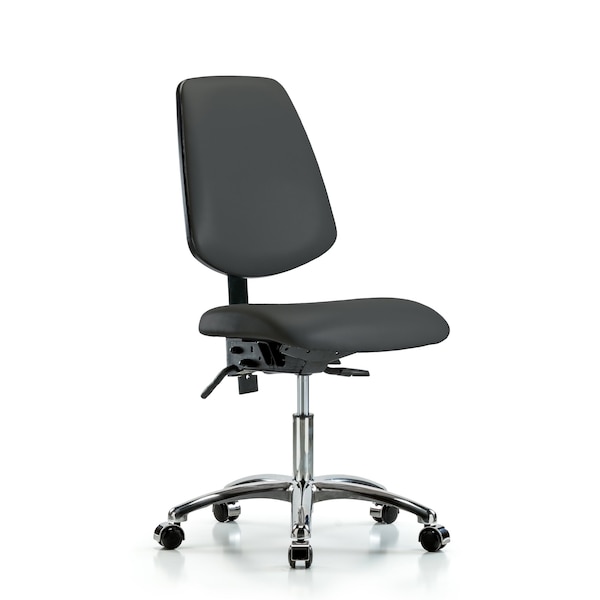 Blue Ridge Ergonomics Desk Chair Desk Chair, Vinyl, Med, Bk, Cast, Gry, No Arms, 18" to 23" Height, Vinyl, Charcoal BR-VDHCH-MB-CR-T1-A0-CC-8605 - main
