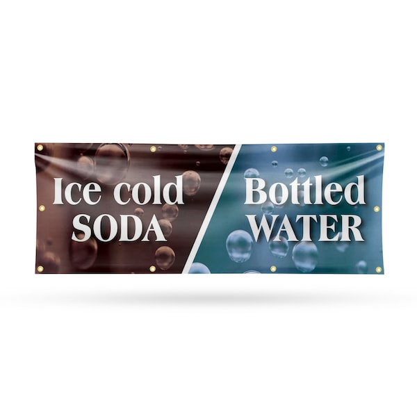 Signmission Ice Cold Soda & Bottled, 36 Inch x 96 Inch, Vinyl Banner B-96-30701 - main