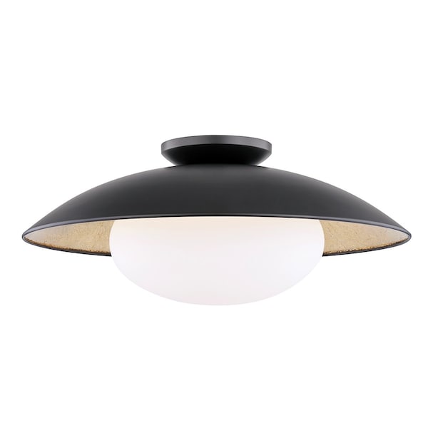 Mitzi Cadence 1 Light Semi Flush 11.75 In. Black Lustro/Gold Leaf Combo H368601L-BLK/GL - main
