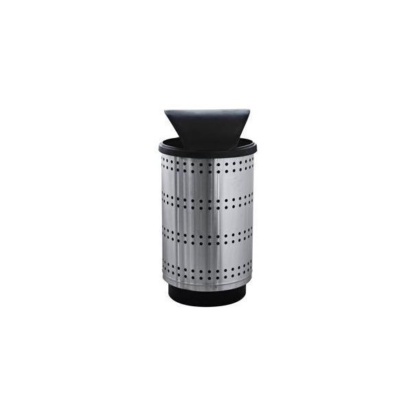 Witt Industries 50 Gallon Outdoor Decorative Stainless Steel Receptacle, Hood top PC55P-SP1-HT - main