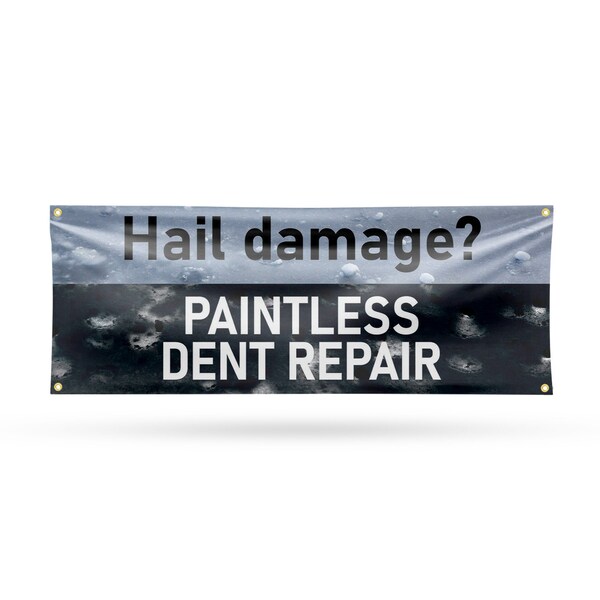 Signmission Hail Damage Paintless Dent Repair, 18 Inch x 48 Inch, Vinyl Banner B-30686 - main