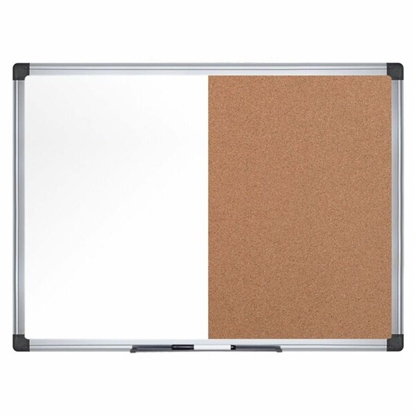 Mastervision Maya Series Combo Whiteboard/Cork Board, Wall Mount, 48"x72", Aluminum Frame XA2702170 - main