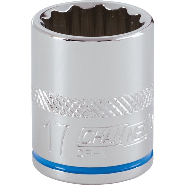 Channellock 3/8'' Drive 17 mm 12-Point Shallow Metric Socket 310298 - main