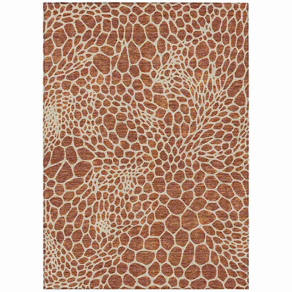 Homeroots 5' X 8' Brown And Beige Geometric Washable Indoor Outdoor Area Rug 595110 - main