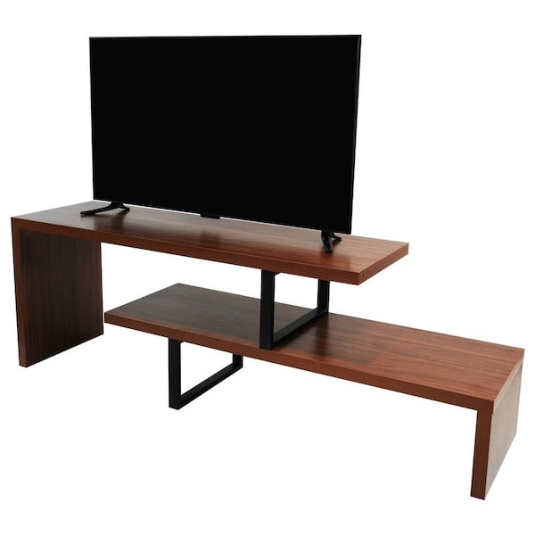 Leisuremod Orford TV Stand with MDF Shelves and Powder Coated Iron Legs, Walnut ORS88NW - main