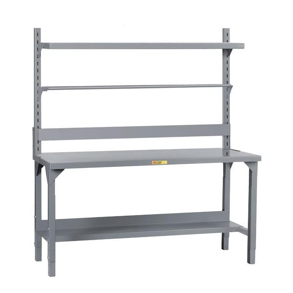 Little Giant Heavy-Duty Packaging Table with Bin Rail, Roll Goods Holder & Shelf WST2-3660-AH-BR-RG-SHLF - main