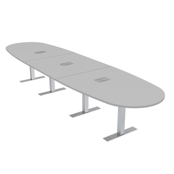 Skutchi Designs 16ft Conference Table With Power Unit | 16 Person Modular Boval Meeting Table | Harmony Series HAR-BOVL-48X192-T-U779-ESIL - main