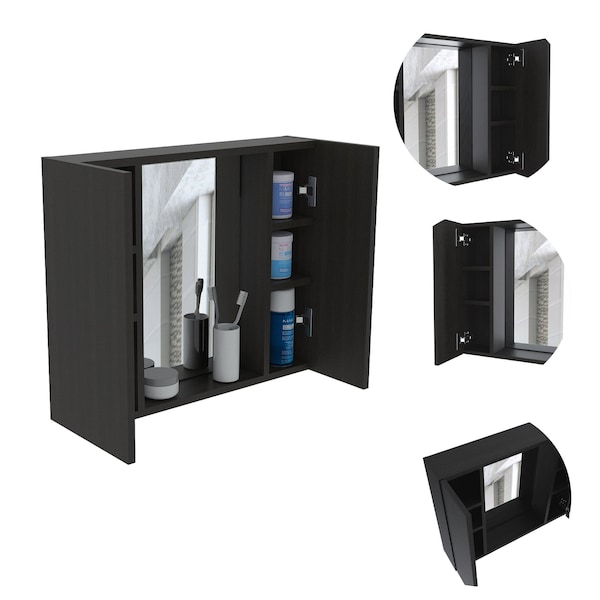 Homeroots 24" Black Laminate Accent Cabinet With Four Shelves 477610 - main