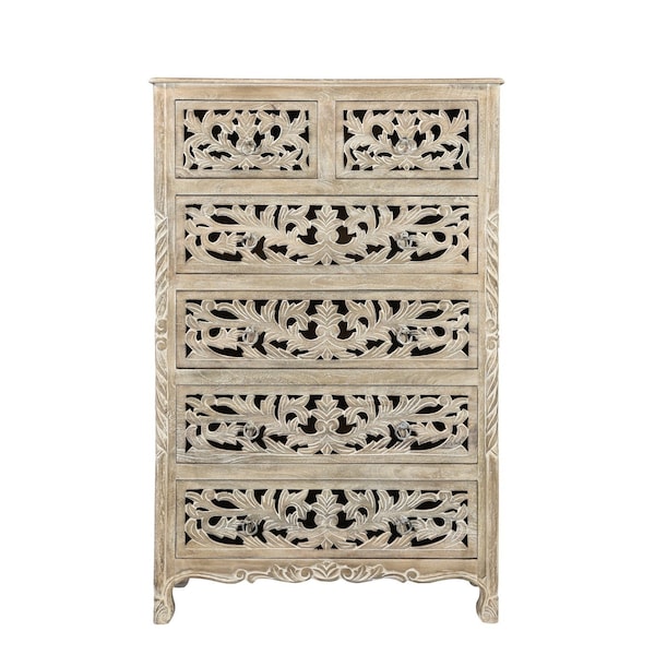 Homeroots 35" Gray Solid Wood Six Drawer Chest 521241 - main
