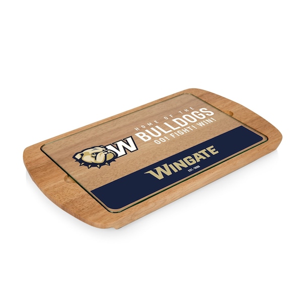 Picnic Time Family Of Brands NCAA Wingate University Bulldogs Billboard Glass Top Cheese Board - Charcuterie Boards, Parawood 911-01-505-186-1 - main