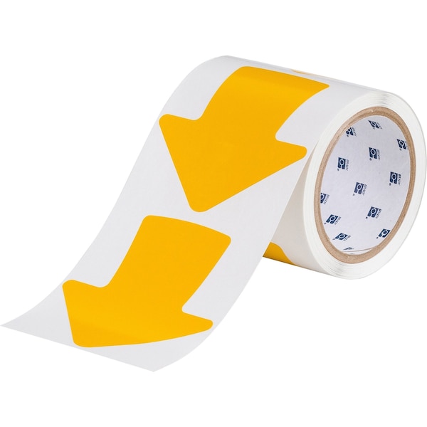 Brady Aisle Marking Tape Arrows - Adhesive Vinyl, Solid Color, Yellow, 4in, 100PK 121048 - main