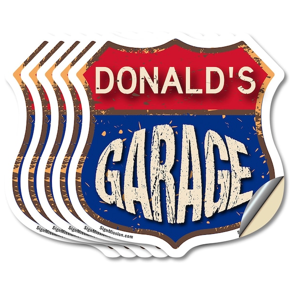 Signmission Donald's Garage, 4 inch X 4 inch, Vinyl Decal, 5PK SHI-D-5PACK-4-383-DONALD - main