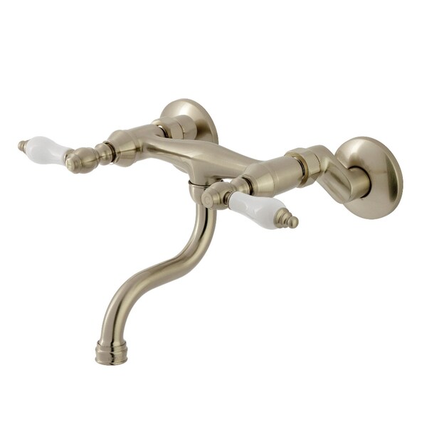 Kingston Brass Double-Handle Wall Mount Bathroom Faucet, Brushed Nickel KS2118PL - main