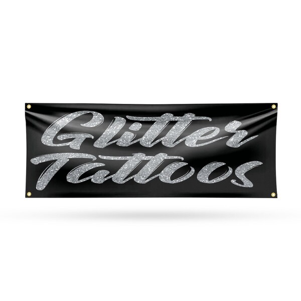 Signmission Glitter Tattoos, 18 Inch x 48 Inch, Vinyl Banner B-30670 - main