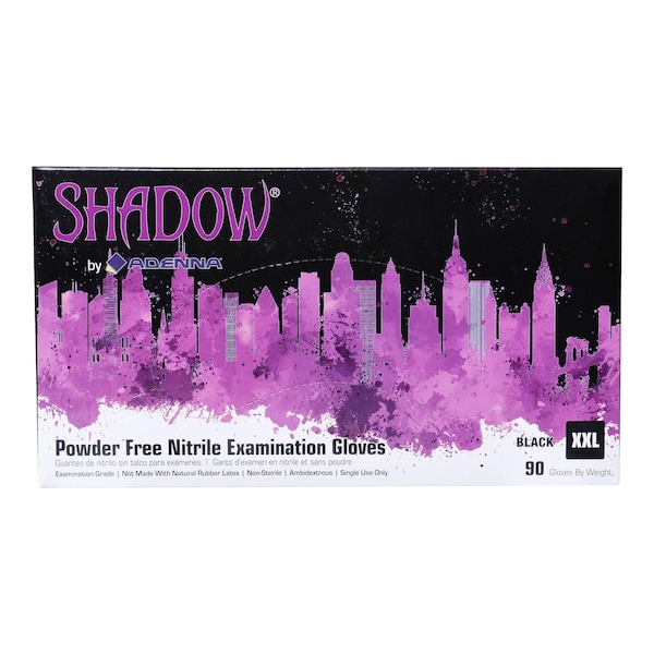 Art Noir Shadow Disposable Exam Gloves, Nitrile, Powder Free, 6 mil, Black, 2XL, Case of 900 SHD939 - main
