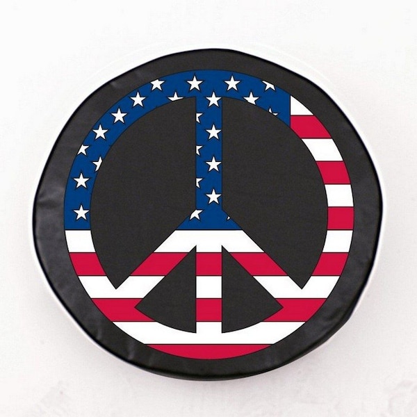 Holland Bar Stool Co 34" x 8" USA Peace Sign Tire Cover TCAUSPcBK - main