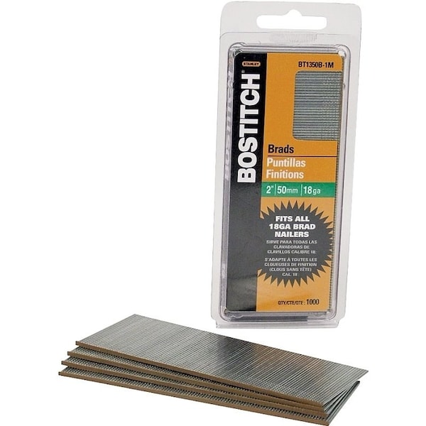 Bostitch Nail, 2 in L, 18 Gauge, Steel, Coated, Brad Head, Smooth Shank, 1000PK BT1350B-1M - main