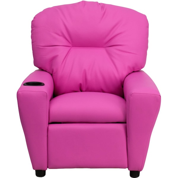 Flash Furniture Kids Recliner, 25" to 39" x 28", Upholstery Color: Pink, Frame Material: Hardwood, Plastic BT-7950-KID-HOT-PINK-GG - main