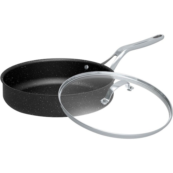 The Rock By Starfrit 11 in., 4.7-Quart Deep Saute Pan with Glass Lid & Stainless Steel Handles 060318-003-0000 - main