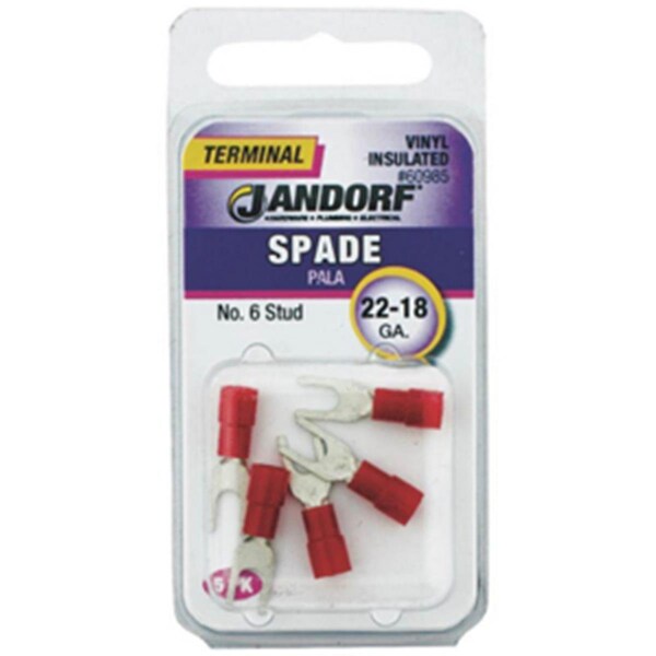 Jandorf Specialty Hardw 60985 Vinyl Insulated Spade Terminal 2218 ga., 6 in. Stud 3401999 - main