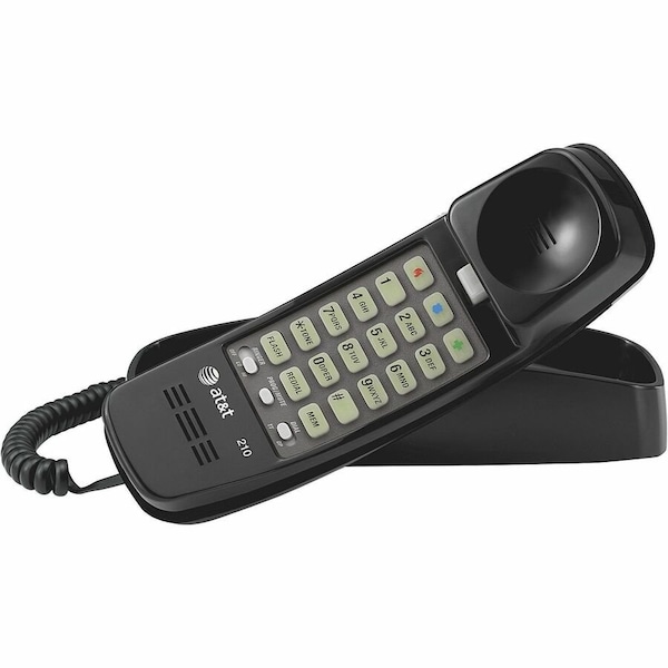 At&T Telephone, Black, 11" Cord L., Curly Cord ATT210BK - main
