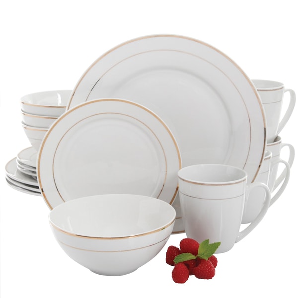 Gibson Home Palladine 16 Piece Dinnerware Double Gold Banded Set 116333.16 - main