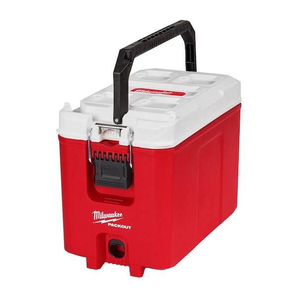 Milwaukee Tool 16 qt Packout Hard Sided Compact Cooler, Up to 3 Days Ice Retention, Red/White 48-22-8460 - main