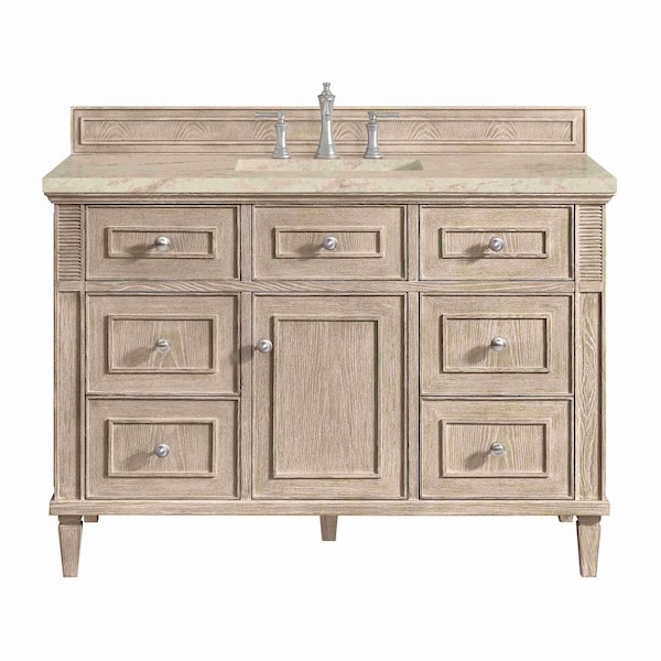James Martin Vanities Lorelai 48" Single Vanity, Whitewashed Oak, w/ 3 CM Tajnar Eclos Top w/FreePower Wireless Charger 424-V48-WWO-FTJR - main