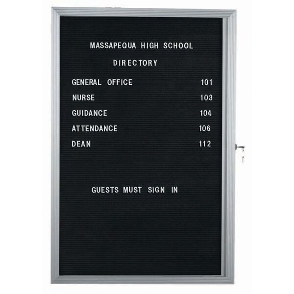 Aarco Enclosed Letter Board Directory Board w/ Aluminum Over Lapping Hinged Door 24''Hx18''W, One Door EDC2418 - main