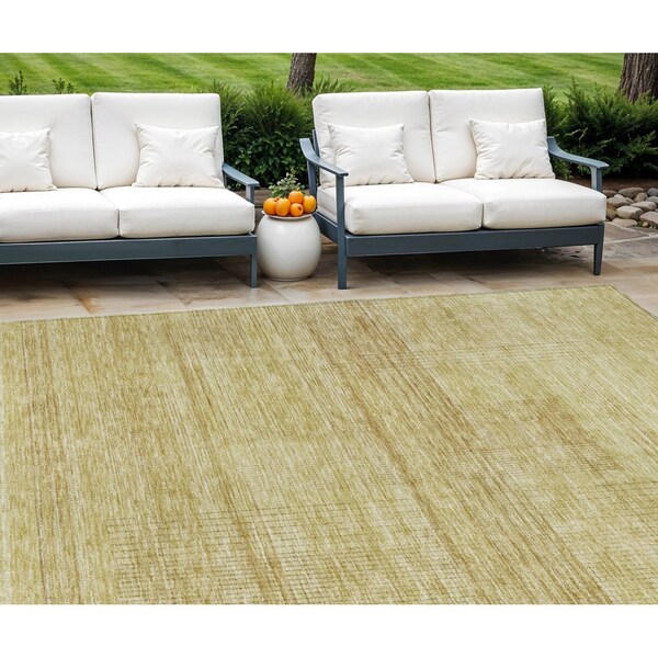 Homeroots 8' X 10' Gold Wheat And Beige Striped Washable Indoor Outdoor Area Rug 588085 - main