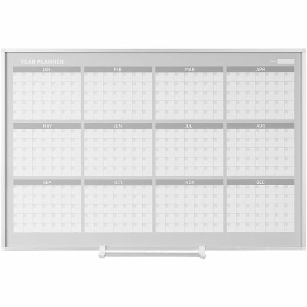 Mastervision Calendar Planning Board, Steel, 38 in, 50 in, Aluminum Frame, White/Gray, Matte GA05106830 - main