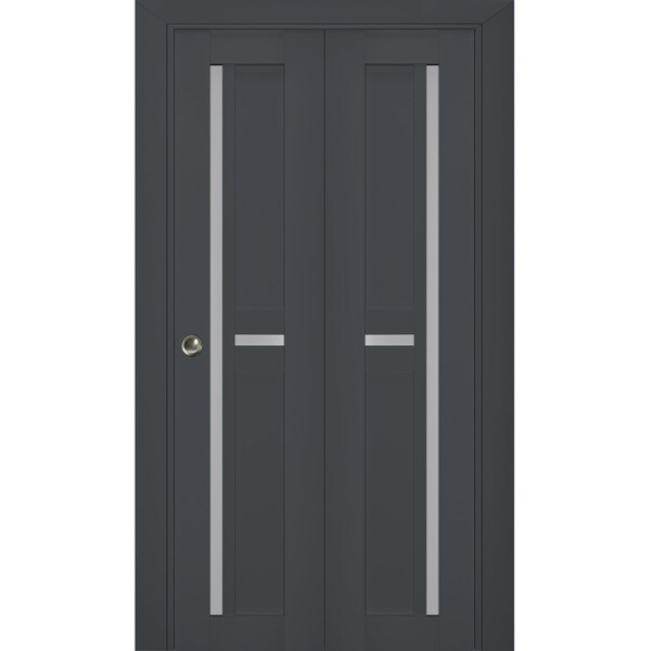 Sartodoors Sliding Closet Bi-fold Doors Solid Core Modern Interior VEREGIO7288BF-ANT-36 x 80 (2* 18x80) - main