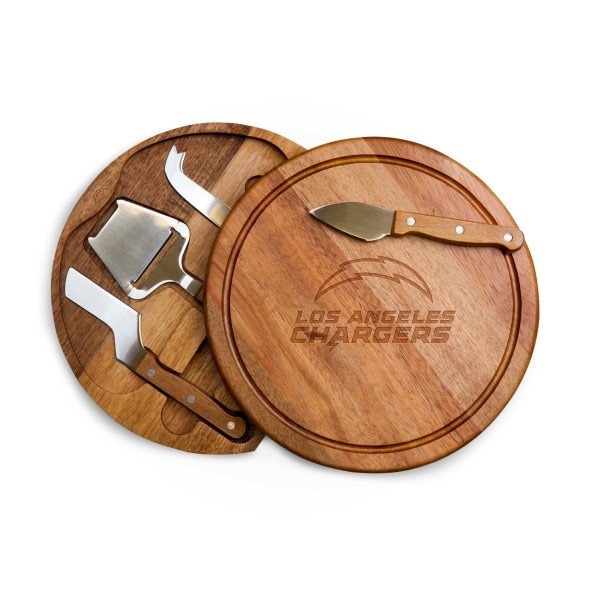Picnic Time Family Of Brands Los Angeles Chargers - Acacia Circo Cheese Cutting Board & Tools Set, (Acacia Wood) 855-04-512-343-2 - main