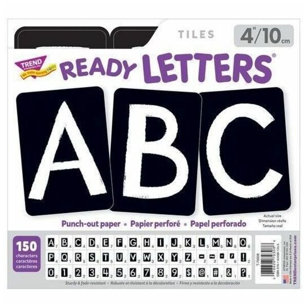 Trend Black 4in. Tiles Uppercase Ready Letters, 300PK T79308 - main