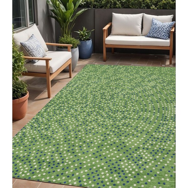 Homeroots 5' X 8' Green Blue And Ivory Polka Dot Washable Indoor Outdoor Area Rug 599035 - main