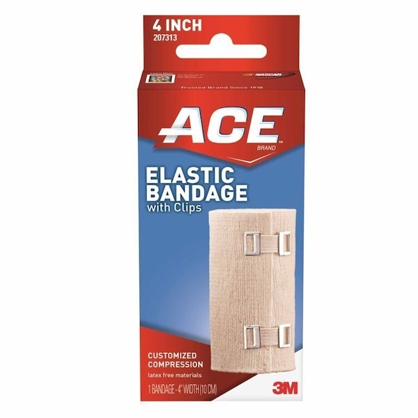 3M Elastic Bandage ACE 4 Inch Width Clip Detached Closure Tan NonSterile Standard Compression, 72PK 207313 - main