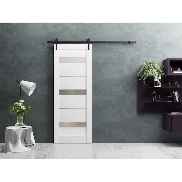 Sartodoors Barn Interior Door, 18" x 80", White QUADRO4055BD-B-WS-18 - main