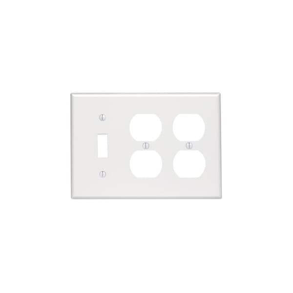 Leviton Combination Wallplate, Standard Size, Gang 3, White 80747-W - main