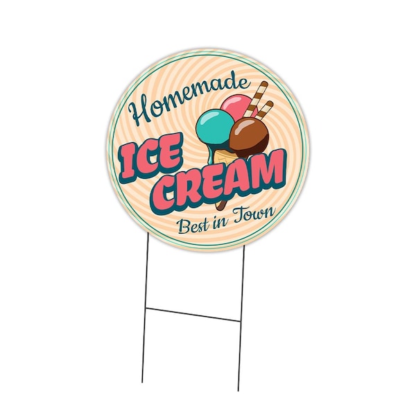 Signmission Market Homemade Ice Cream Double Sided Corrugated Plastic Circle Yard, 16-CIR-WS- Homemade Ice Cream C-16-CIR-DS-WS- Homemade Ice Cream - main