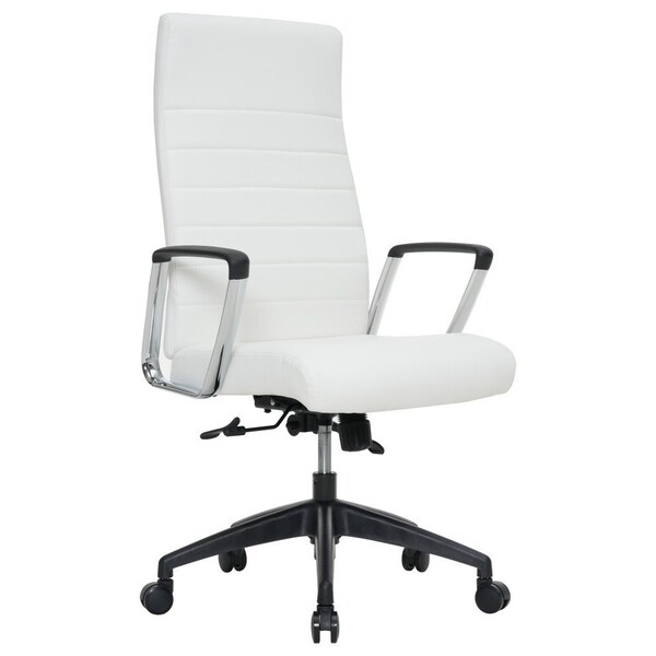 Leisuremod Hilton High-Back Leather Office Chair, White HO20WL - main