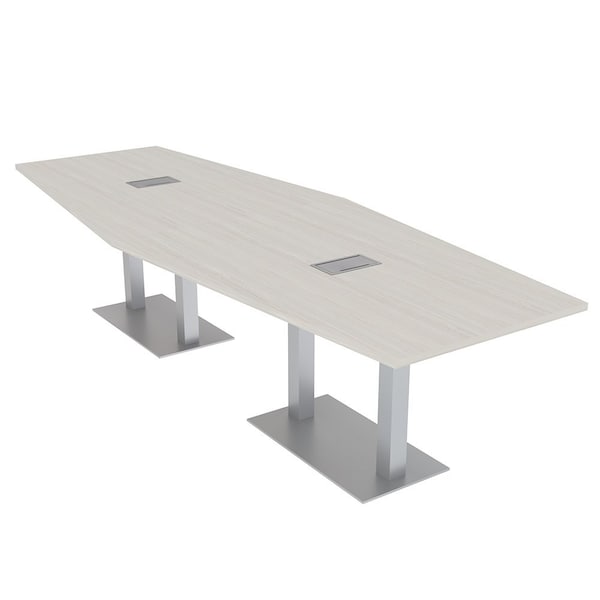 Skutchi Designs Hexagon Conference Table With Power, 48 in W, 144 in L, Ivory HAR-HEX.IR-48X144-DOU-K458-ESIL - main