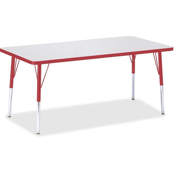 Jonti-Craft Berries Rectangle Activity Table, 30 in. x 60 in., A-height, Freckled Gray/Red/Gray 6408JCA008 - main