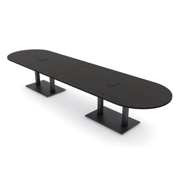 Skutchi Designs Racetrack Conference Table With Power Unit, 48 in W, 168 in L, Black HAR-RAC-48X168-DOU.BK-U999ST19-EBLK - main