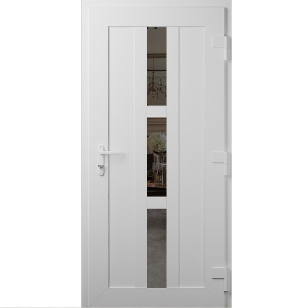 Vdomdoors Front Exterior Prehung Metal-Plastic Door, Manux 8112 White Silk, Office Commercial and Residential MANUX8112EXD-WS-W36xH80-LH - main