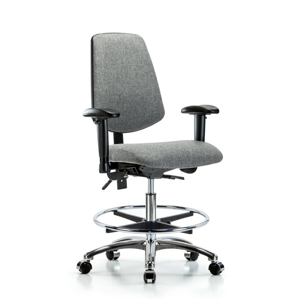 Blue Ridge Ergonomics Fab Med Bench Chair, Bk, CF, Cast, Gry, 6-Way Adjustable, 22" to 29" Height, Gray BR-FMBCH-MB-CR-T0-A1-CF-CC-F44 - main