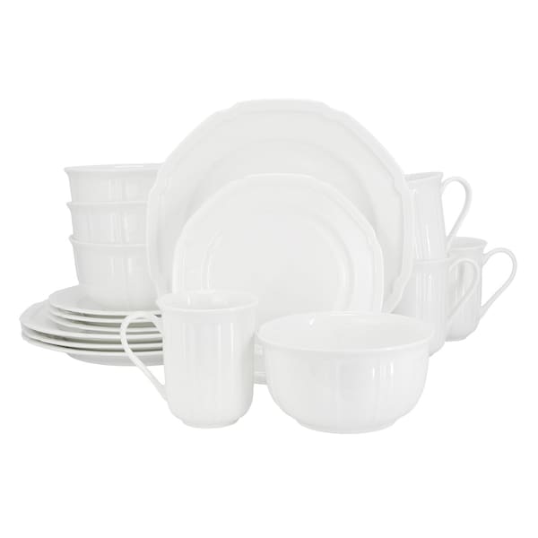 Meritage Bavaria 16 Piece Scallop Rim Bone China Dinnerware Set in White 750123493M - main